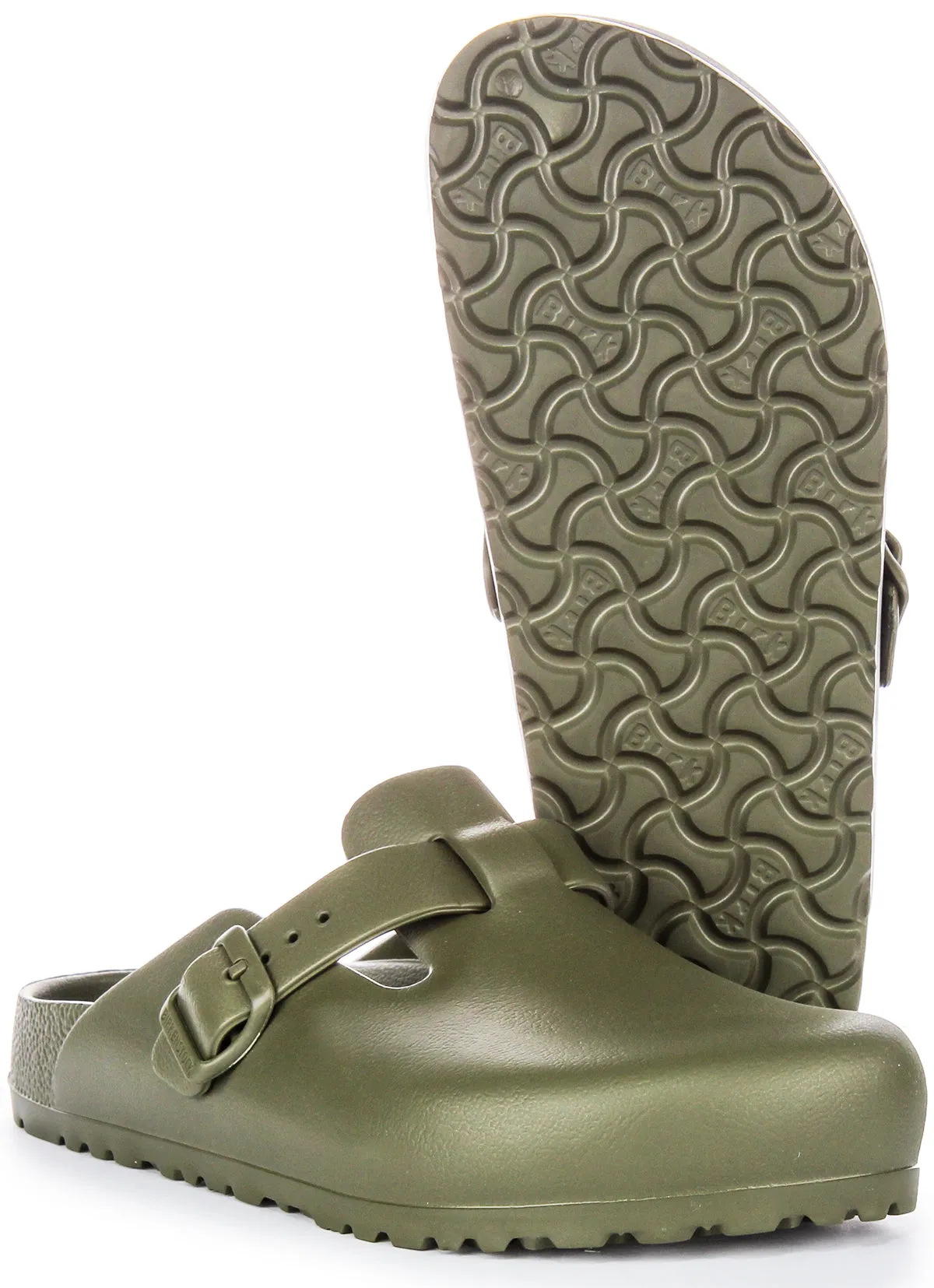 Birkenstock Boston Eva In Khaki | Narrow Fit Shoes Birkenstock