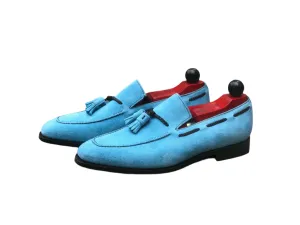 Eskapa - MTO - Sky Blue Suede - LPB Last - Single Leather Sole