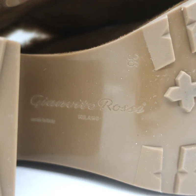 Gianvito Rossi Lyss Shearling Clogs Brown Suede Size 36 Platform Mules