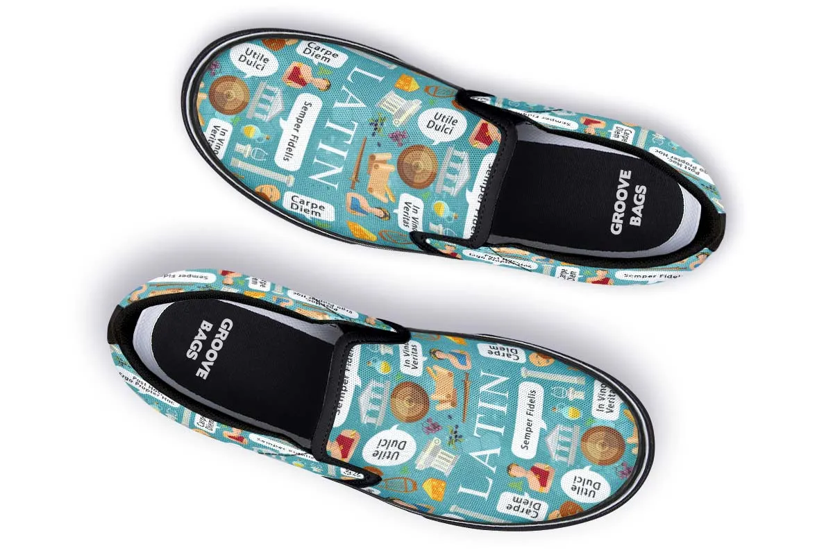 Latin Phrases Slip-On Shoes