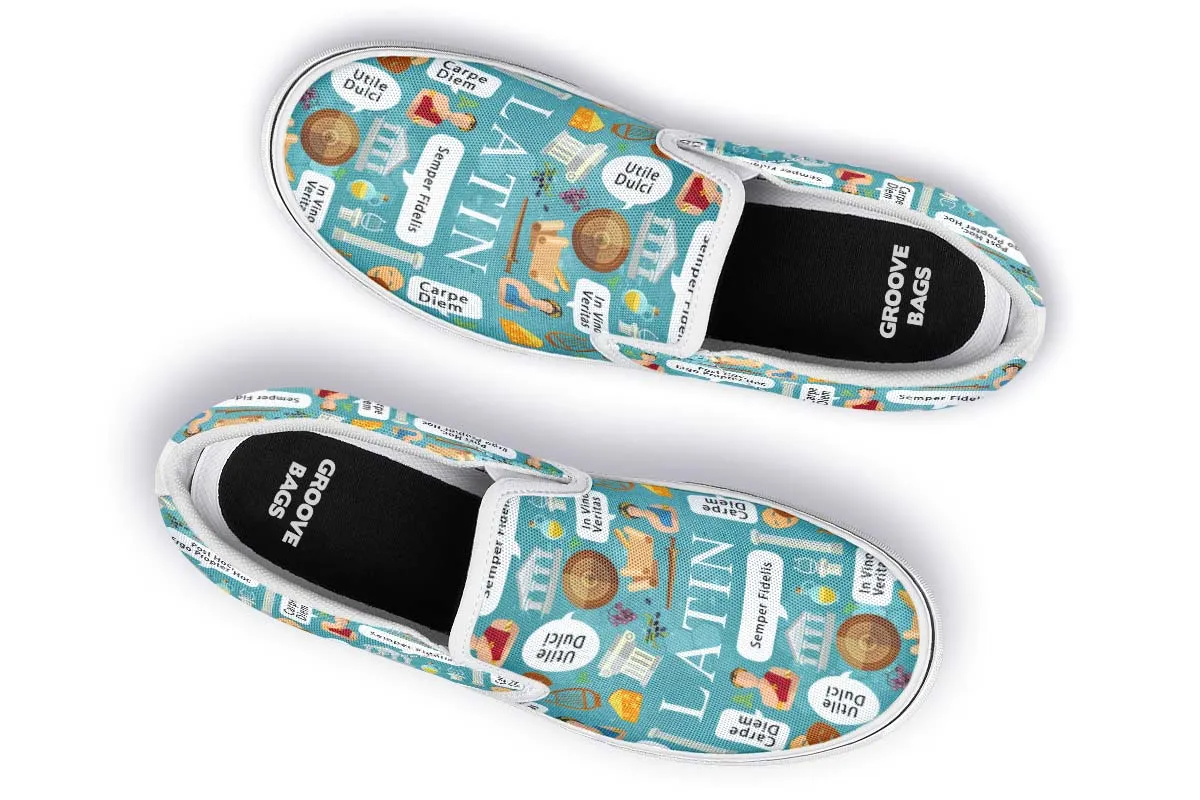 Latin Phrases Slip-On Shoes