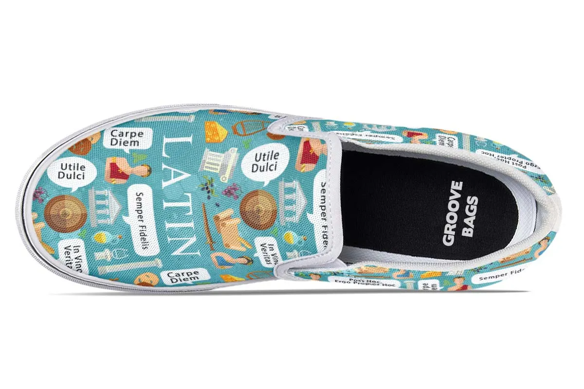 Latin Phrases Slip-On Shoes