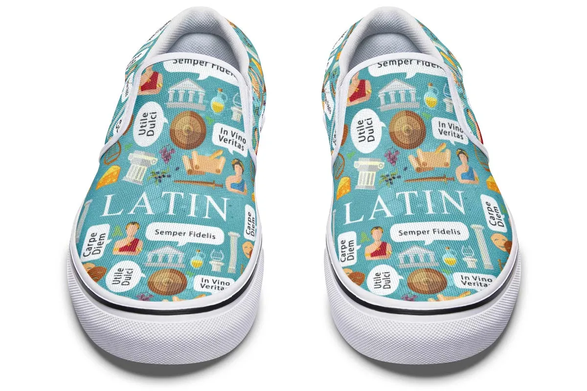Latin Phrases Slip-On Shoes