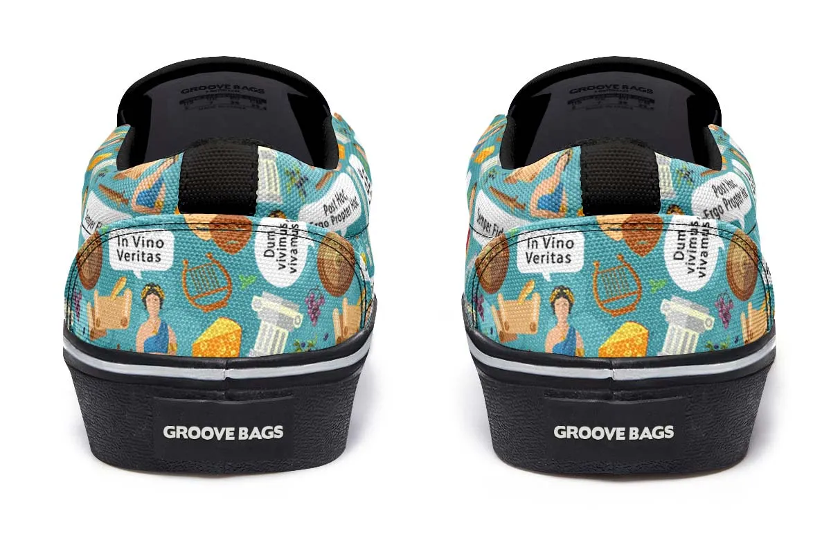 Latin Phrases Slip-On Shoes