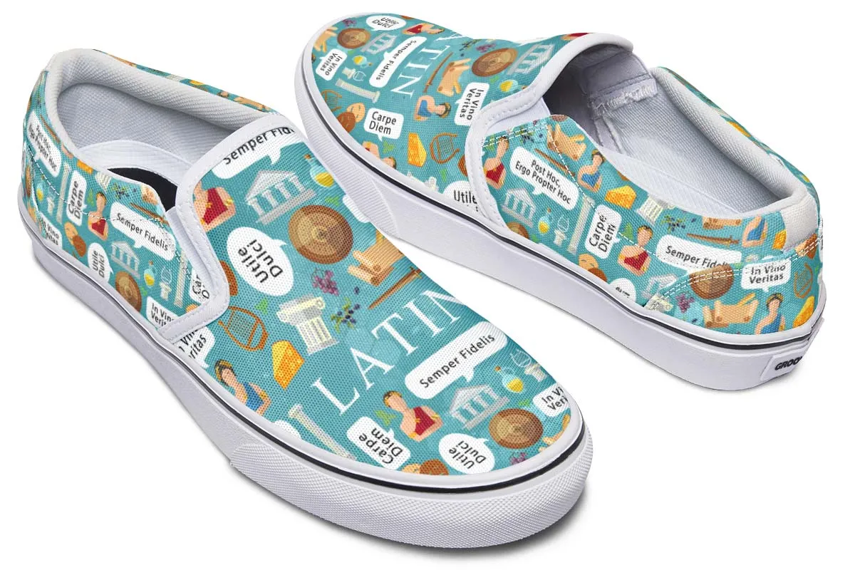 Latin Phrases Slip-On Shoes