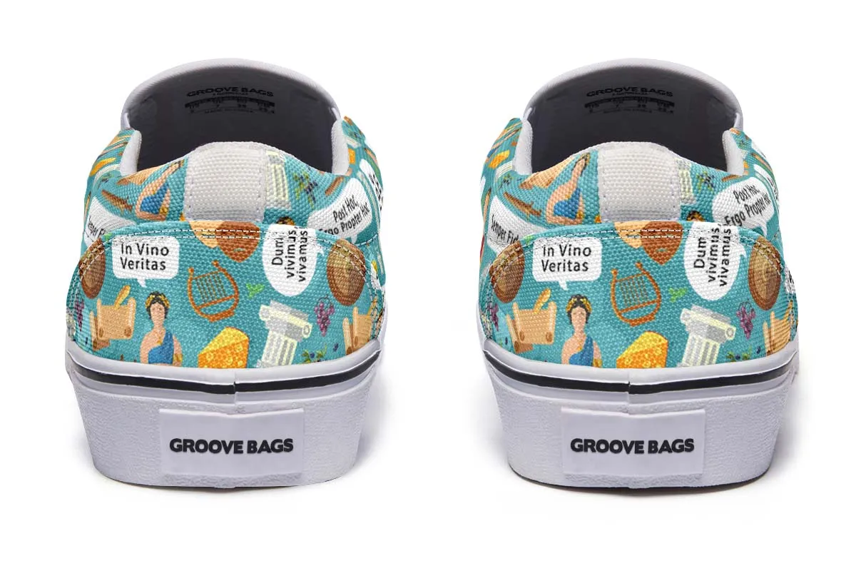 Latin Phrases Slip-On Shoes