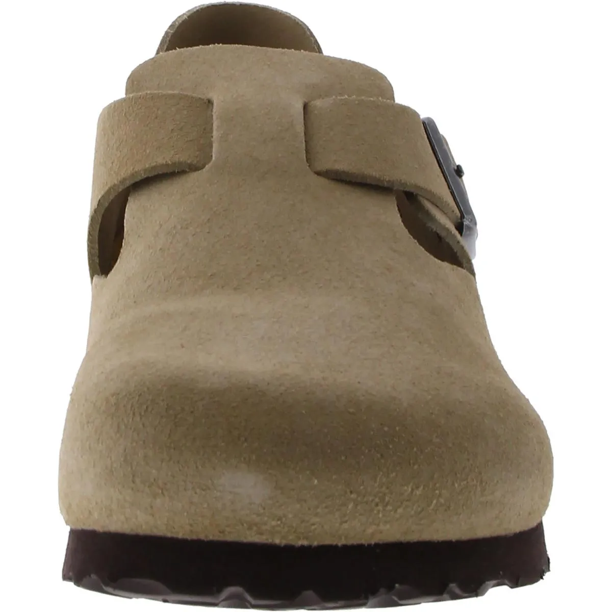 London BS Womens Faux Suede Buckle Clogs