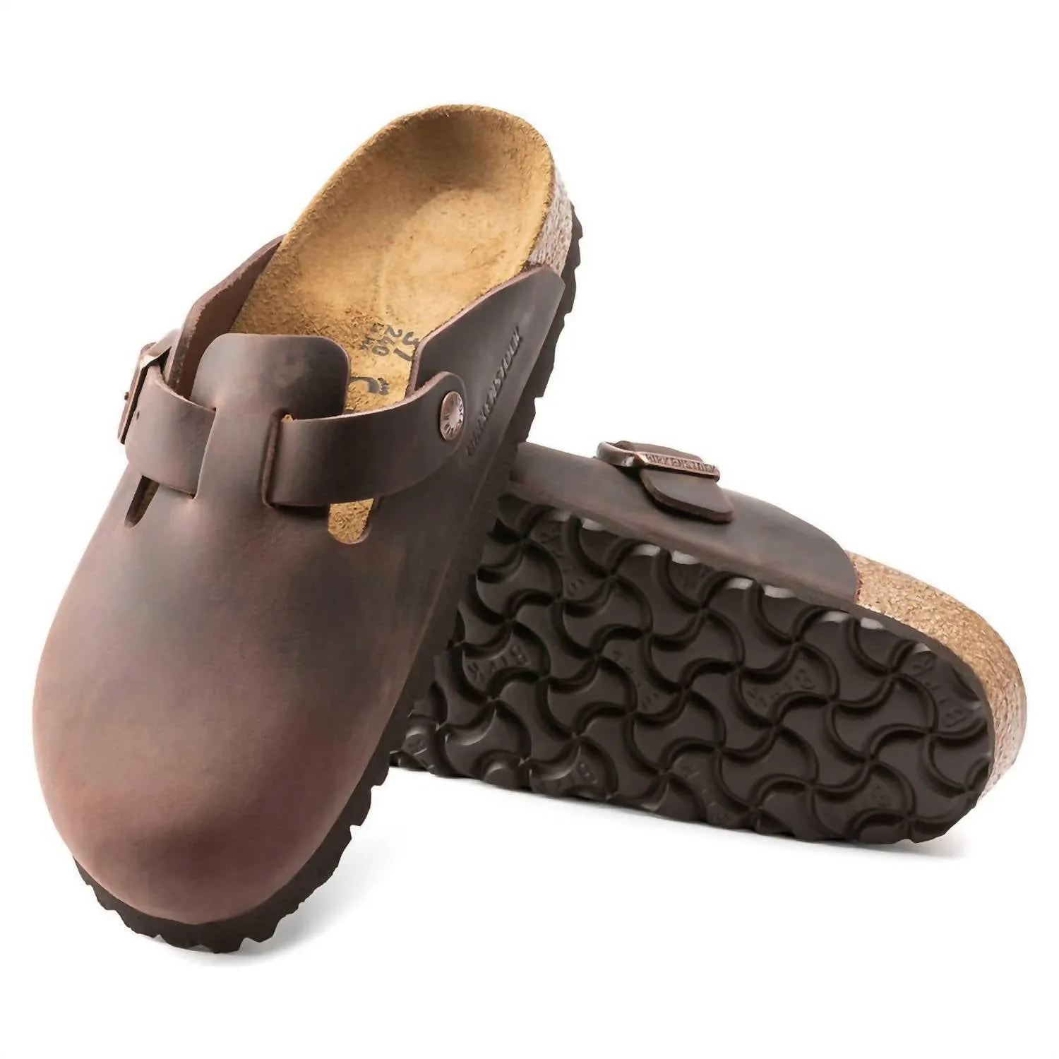 Men's Boston Oiled Leather Soft Footbed Clogs In Habana (Regular/wide)