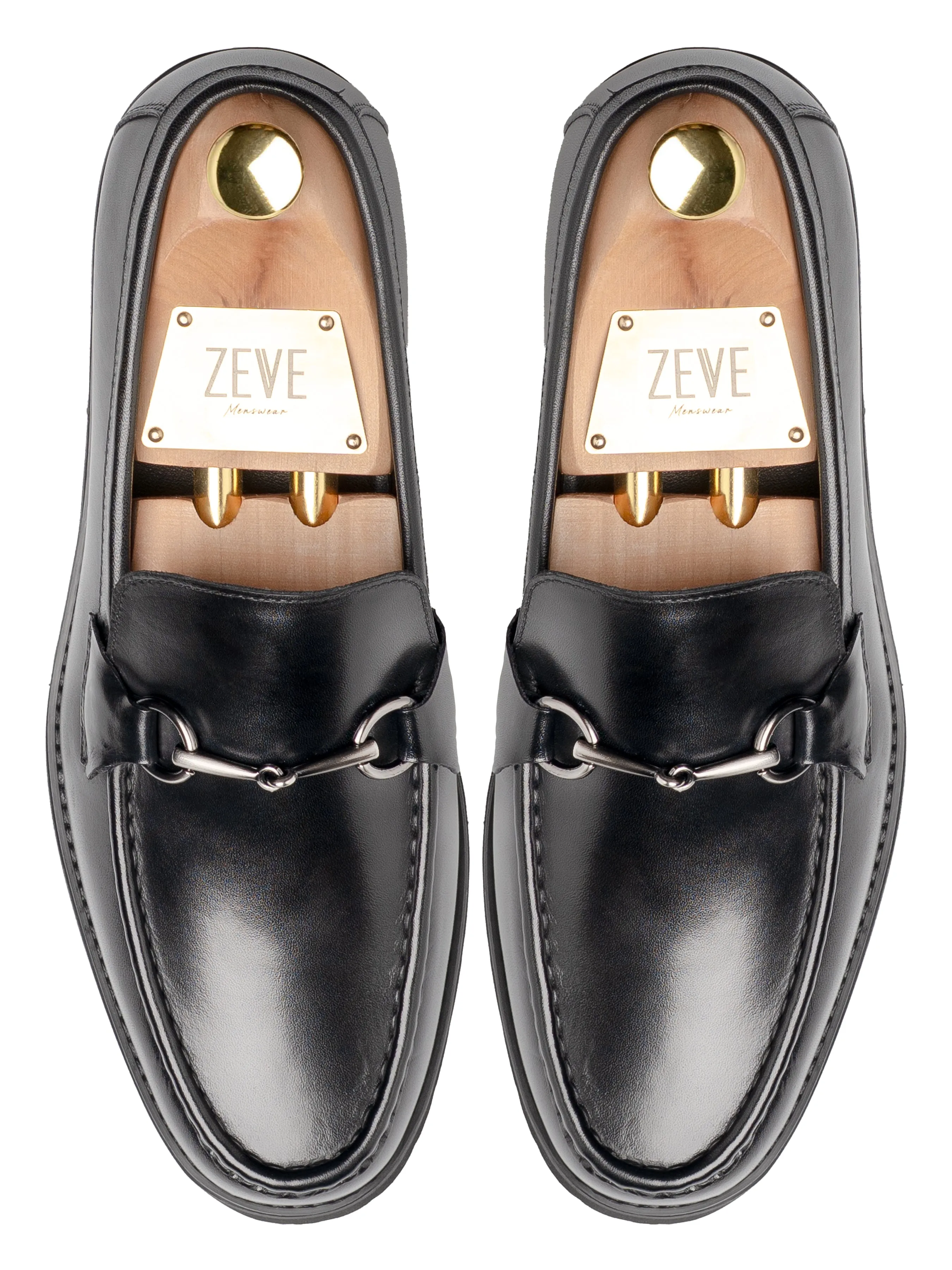 Penny Loafer Horsebit Silver Buckle- Black Leather (Eva Combat)