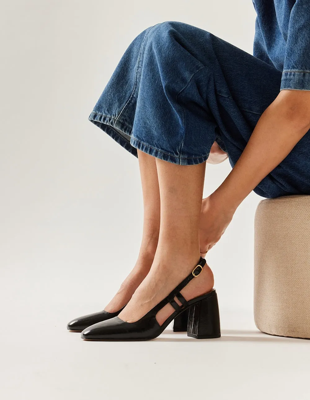 Pumps Marcie - Black pleated leather