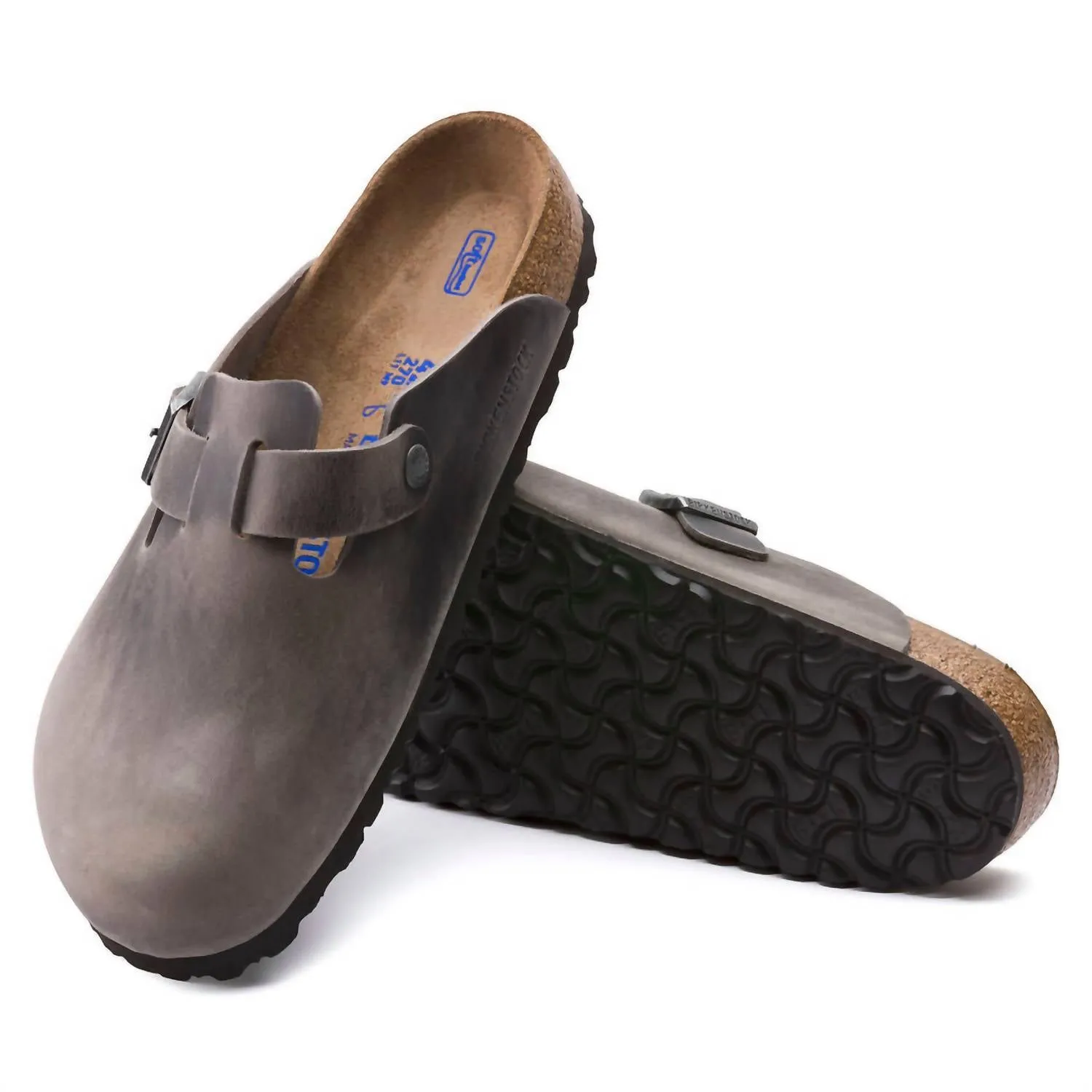 Soft Footbed Oiled Leather Clogs (Regular/wide) In Iron