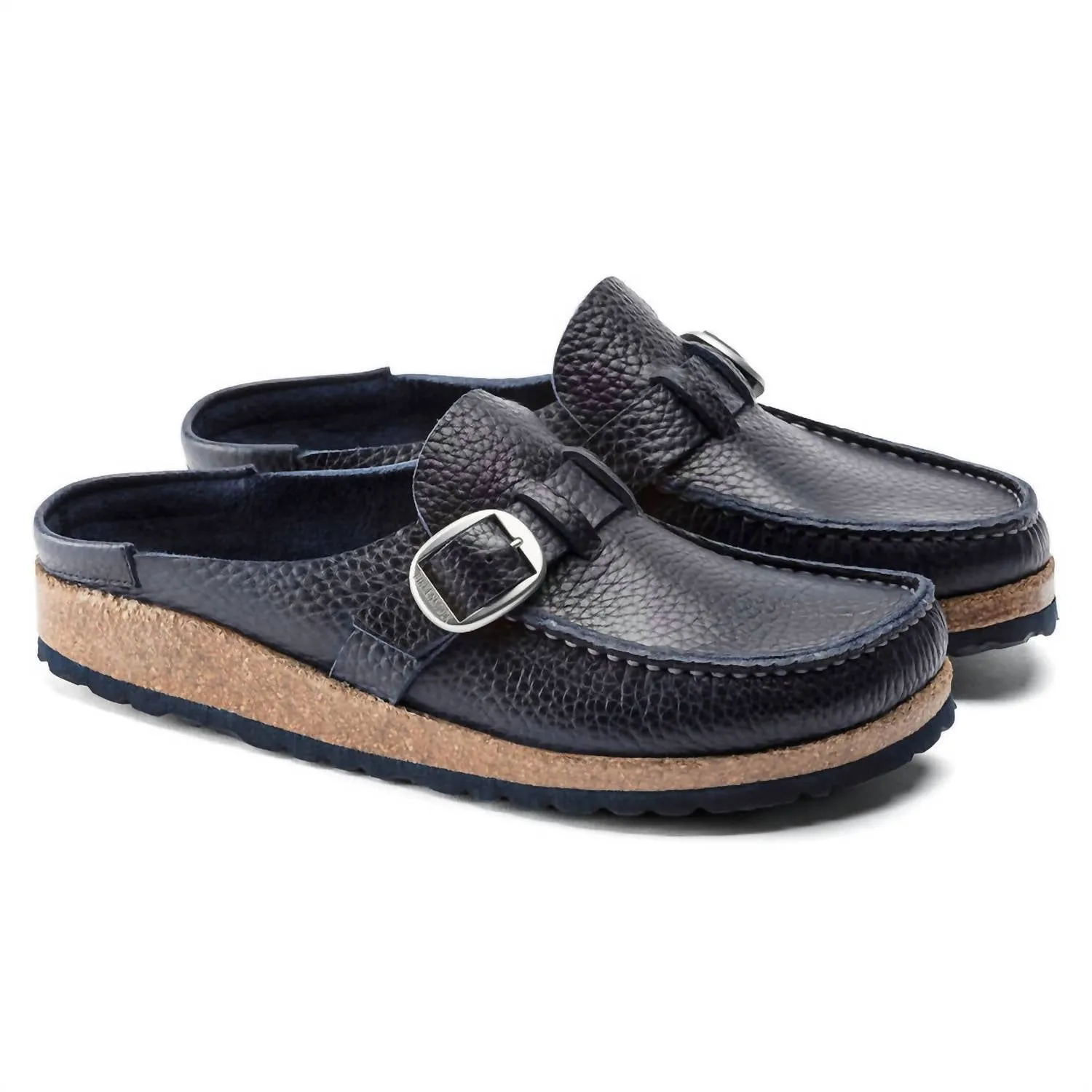 Unisex Buckley Natural Leather Original Footbed Moccasin - Narrow Fit In Navy