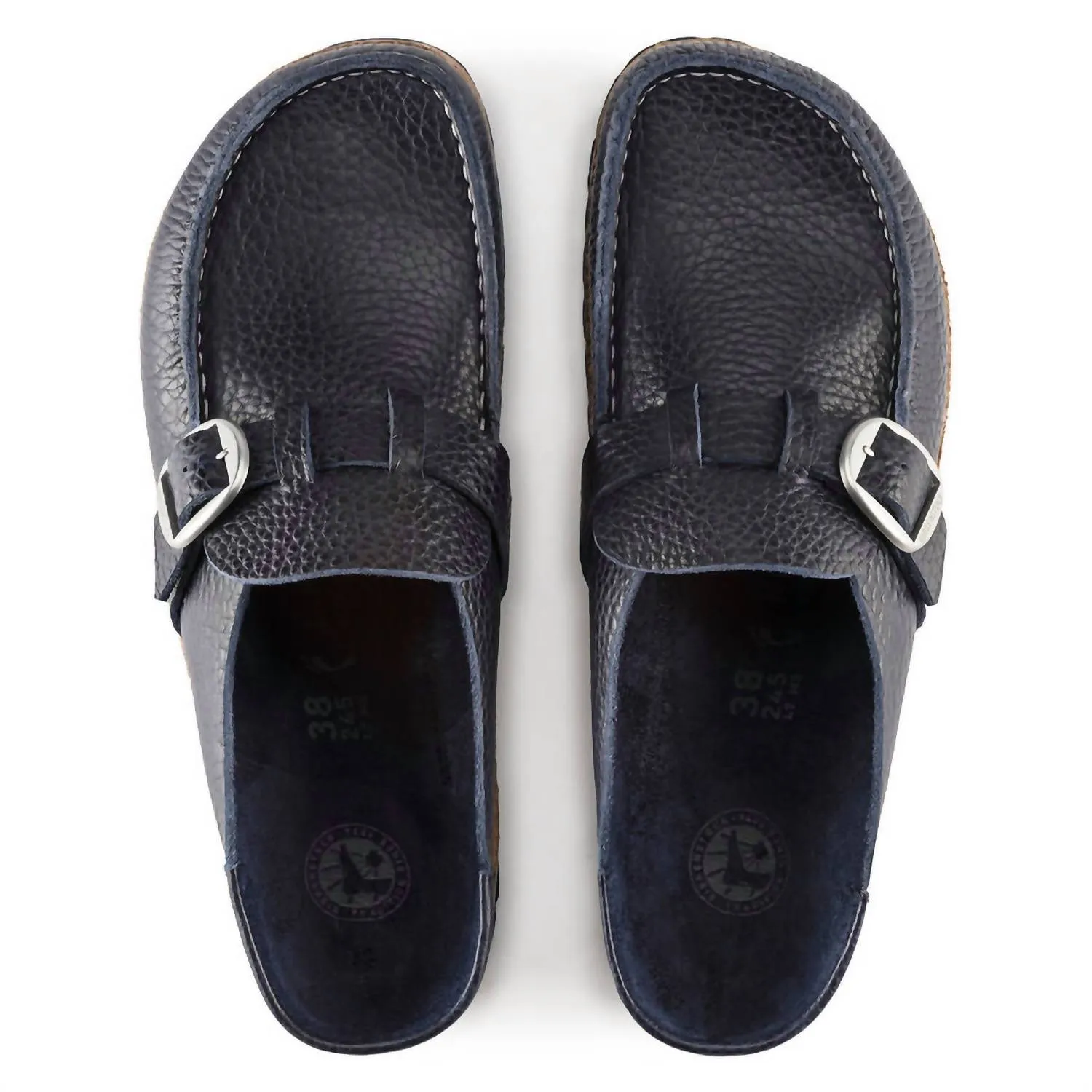 Unisex Buckley Natural Leather Original Footbed Moccasin - Narrow Fit In Navy