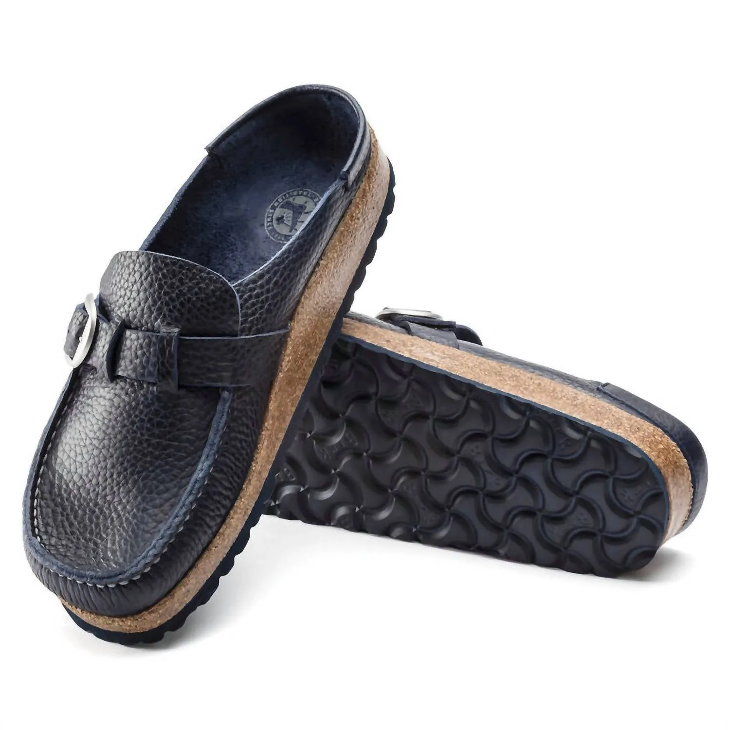 Unisex Buckley Natural Leather Original Footbed Moccasin - Narrow Fit In Navy
