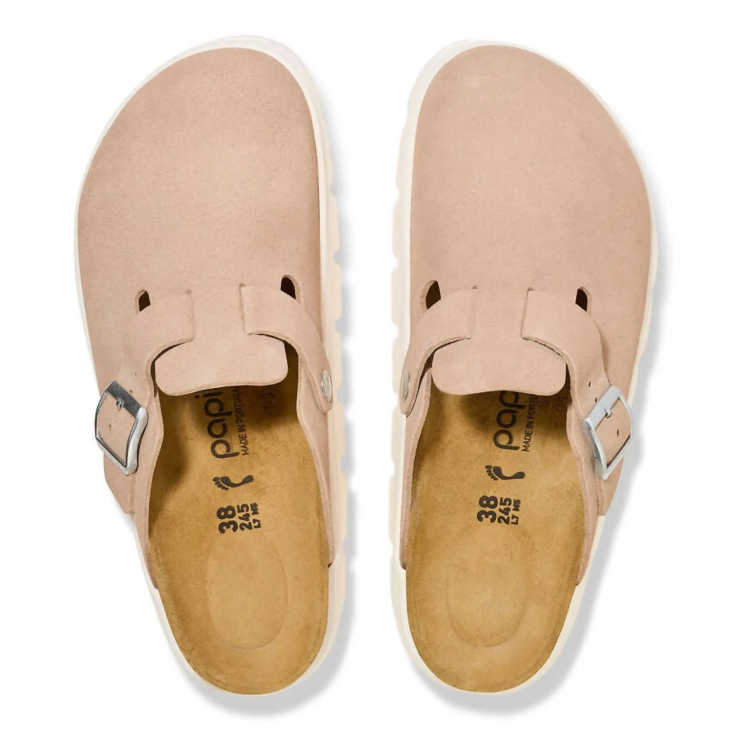 Women's Boston Chunky Clogs - Narrow In Warm Sand Suede