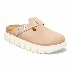 Women's Boston Chunky Clogs - Narrow In Warm Sand Suede