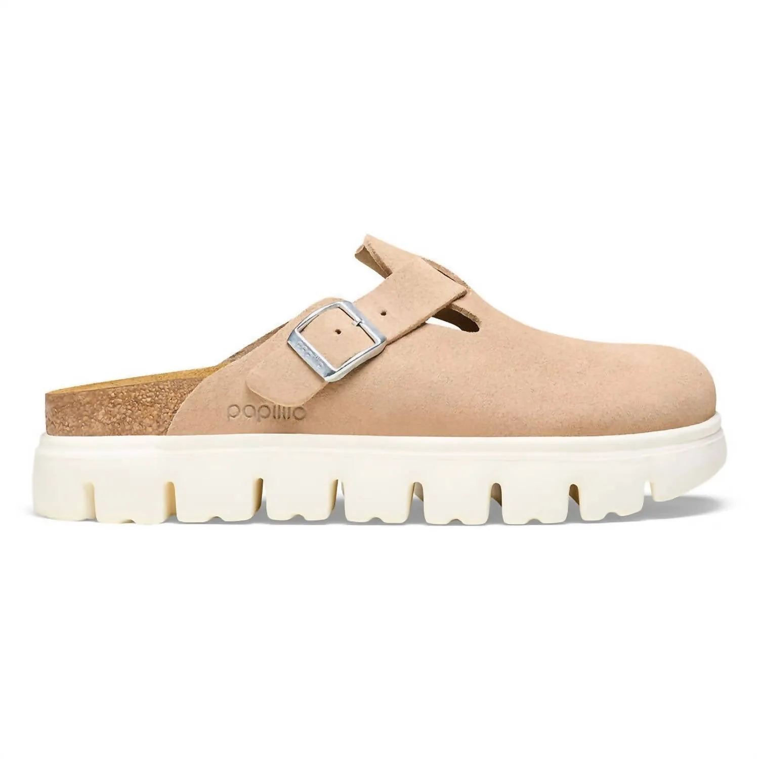 Women's Boston Chunky Clogs - Narrow In Warm Sand Suede