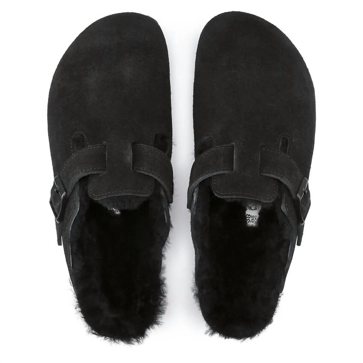 Women's Boston Shearling Suede Leather Clog In Black