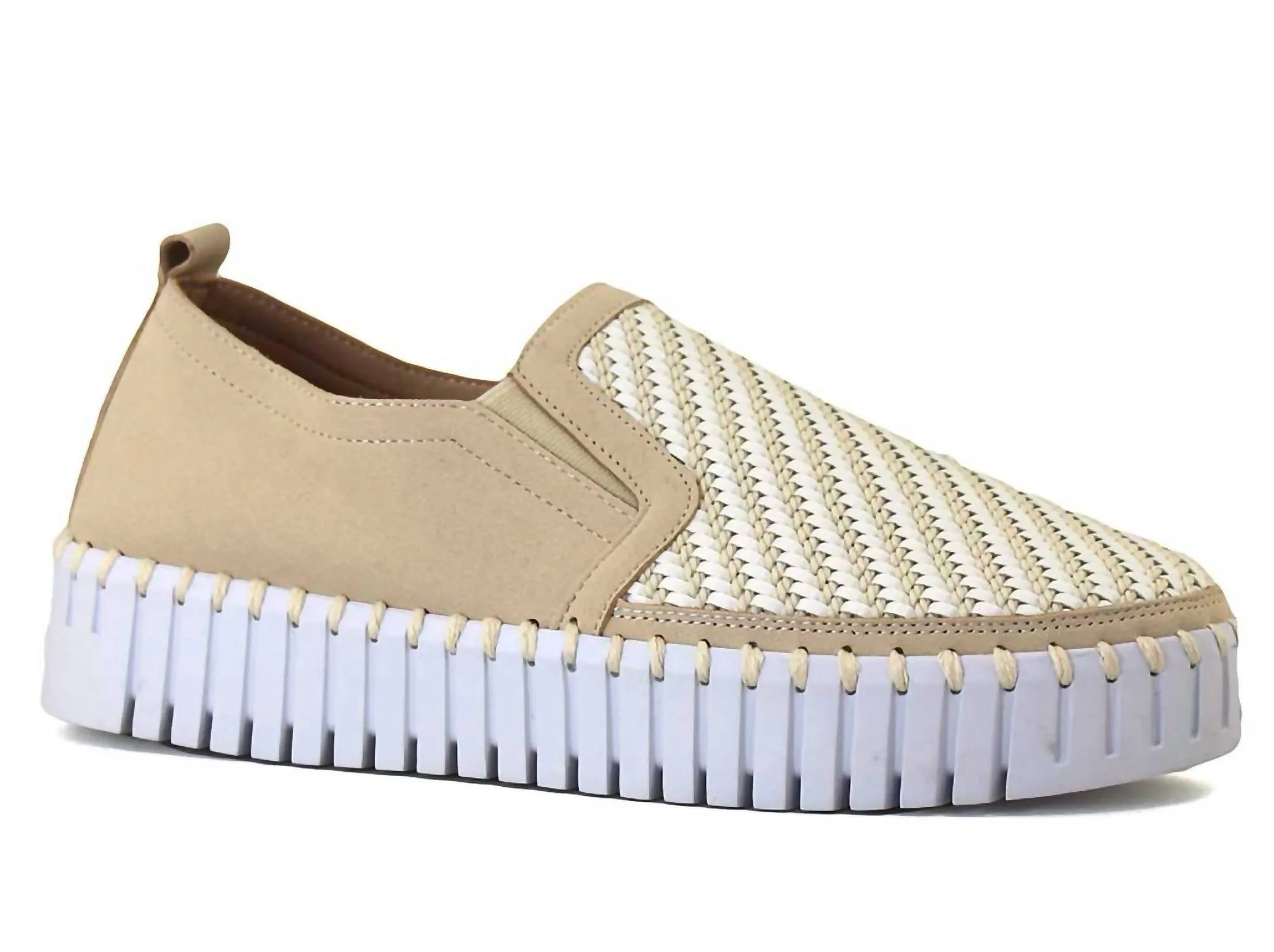 Women's Woven Plug Platform Shoes In Latte